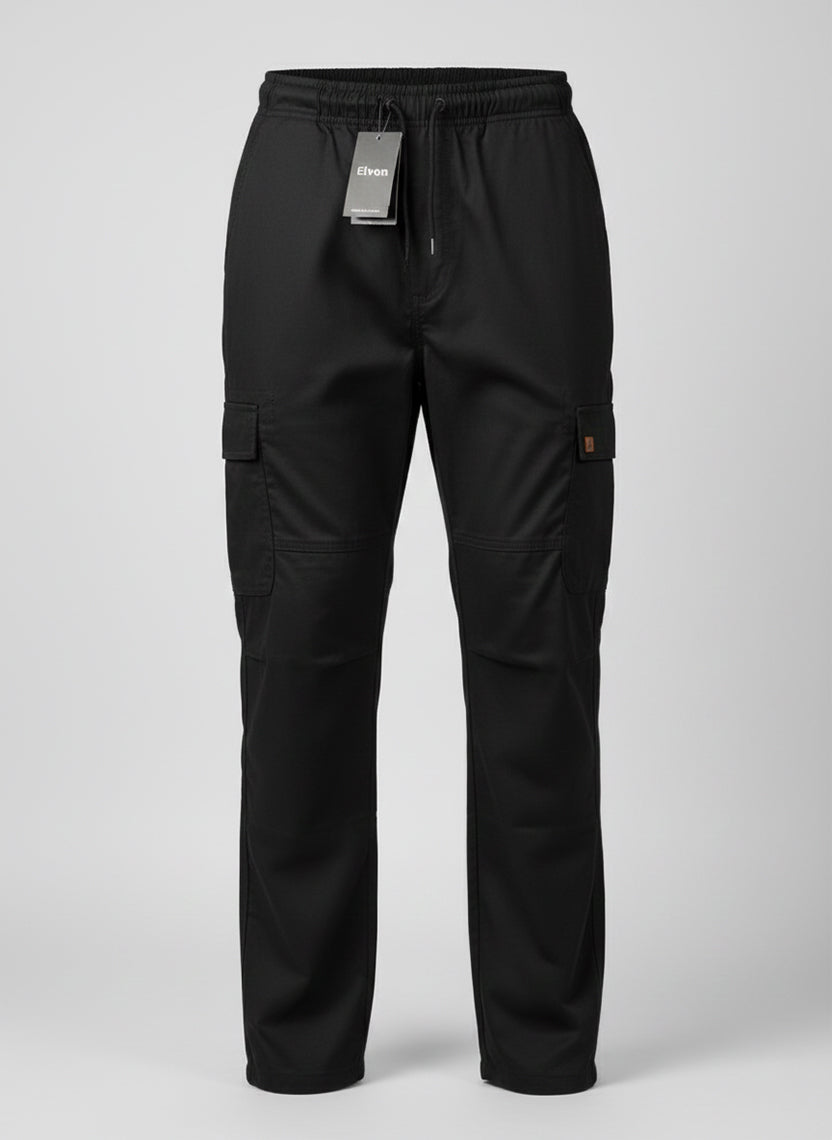 Elvon Signature Straight-Fit 6-Pocket Cargos | Black