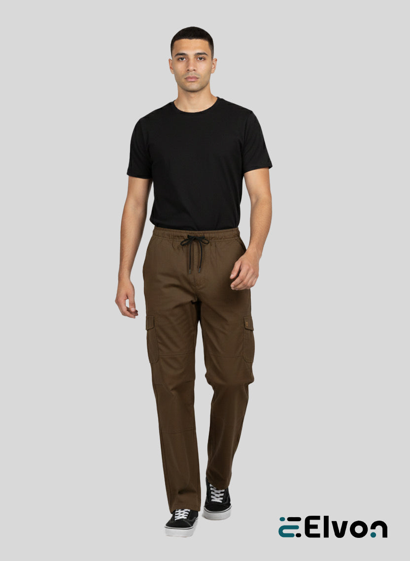 Elvon Signature Straight-Fit 6-Pocket Cargos | Brown