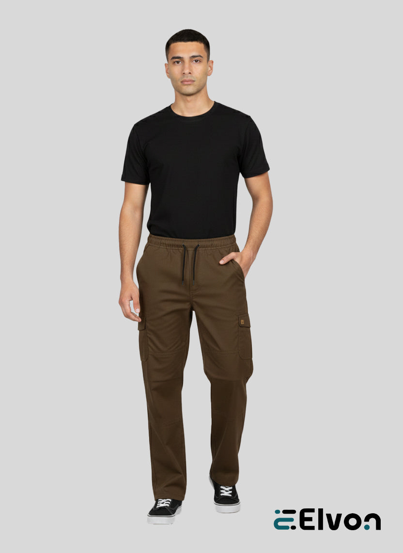 Elvon Signature Straight-Fit 6-Pocket Cargos | Brown