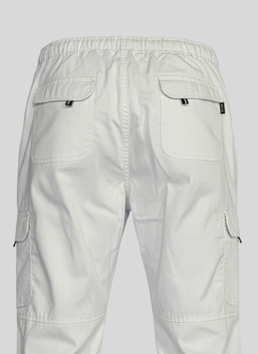 Elvon Signature Straight-Fit 6-Pocket Cargos | White
