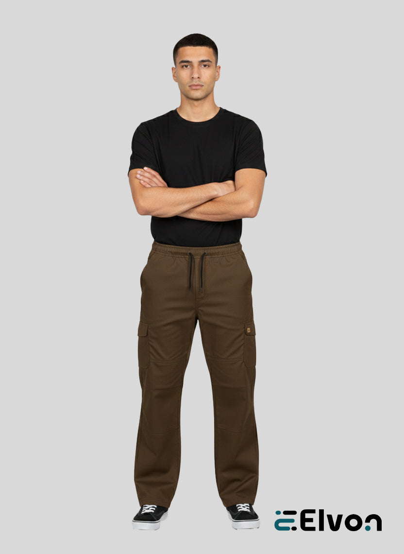 Elvon Signature Straight-Fit 6-Pocket Cargos | Brown