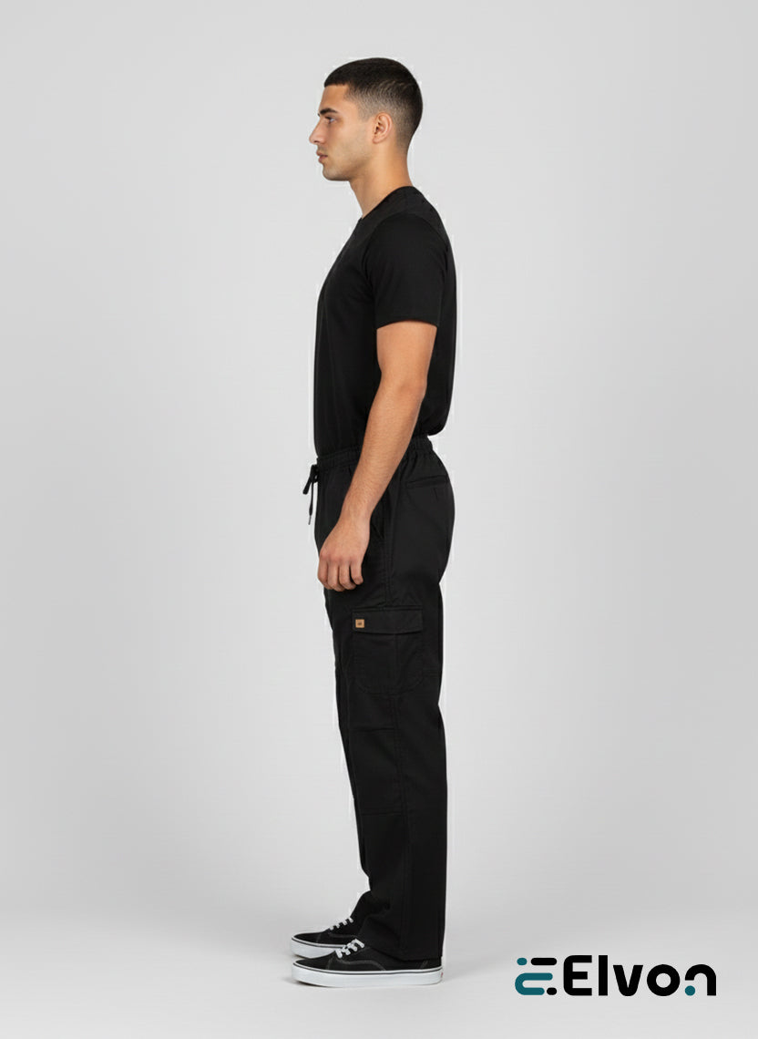 Elvon Signature Straight-Fit 6-Pocket Cargos | Black