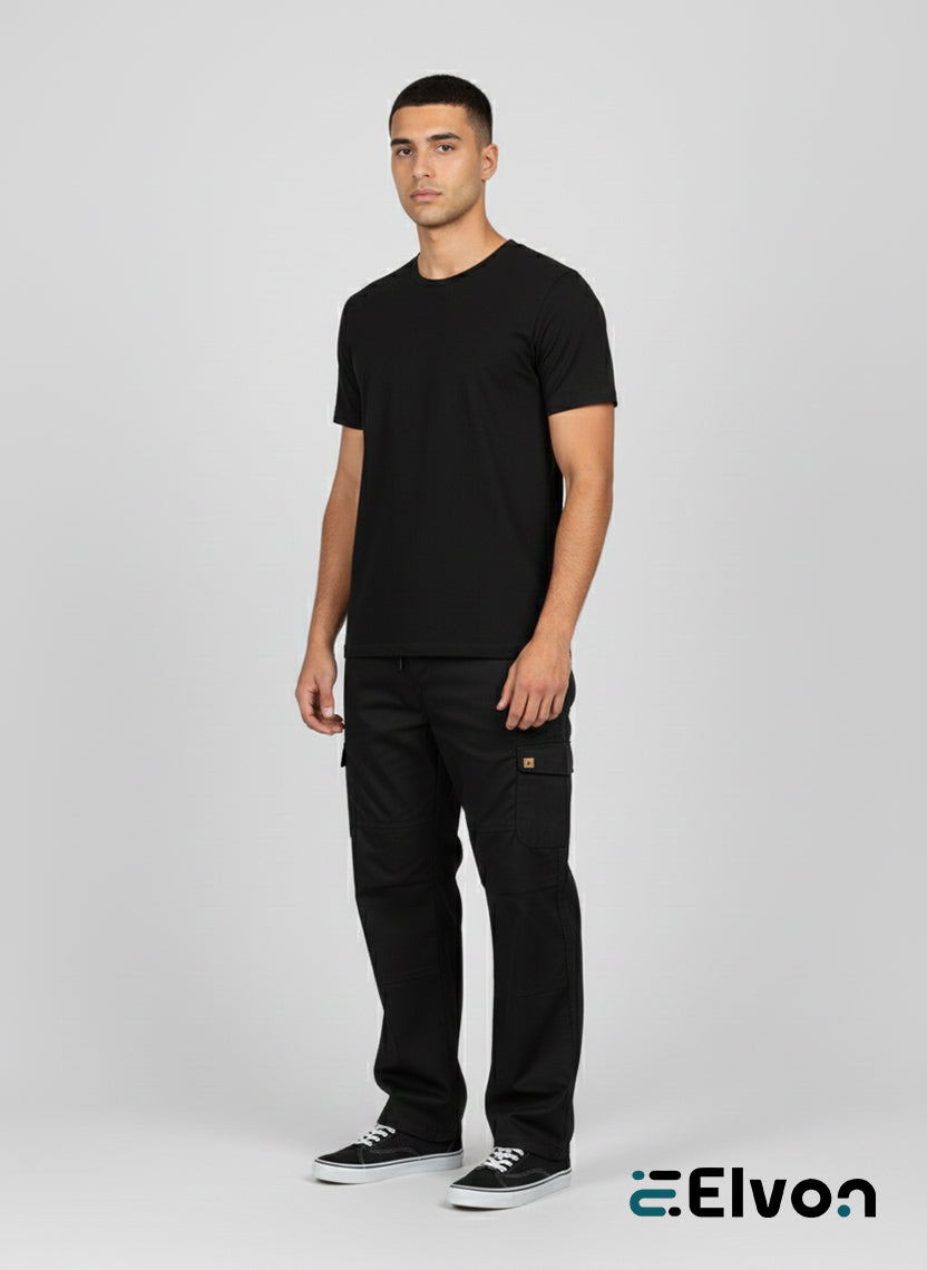Elvon Signature Straight-Fit 6-Pocket Cargos | Black