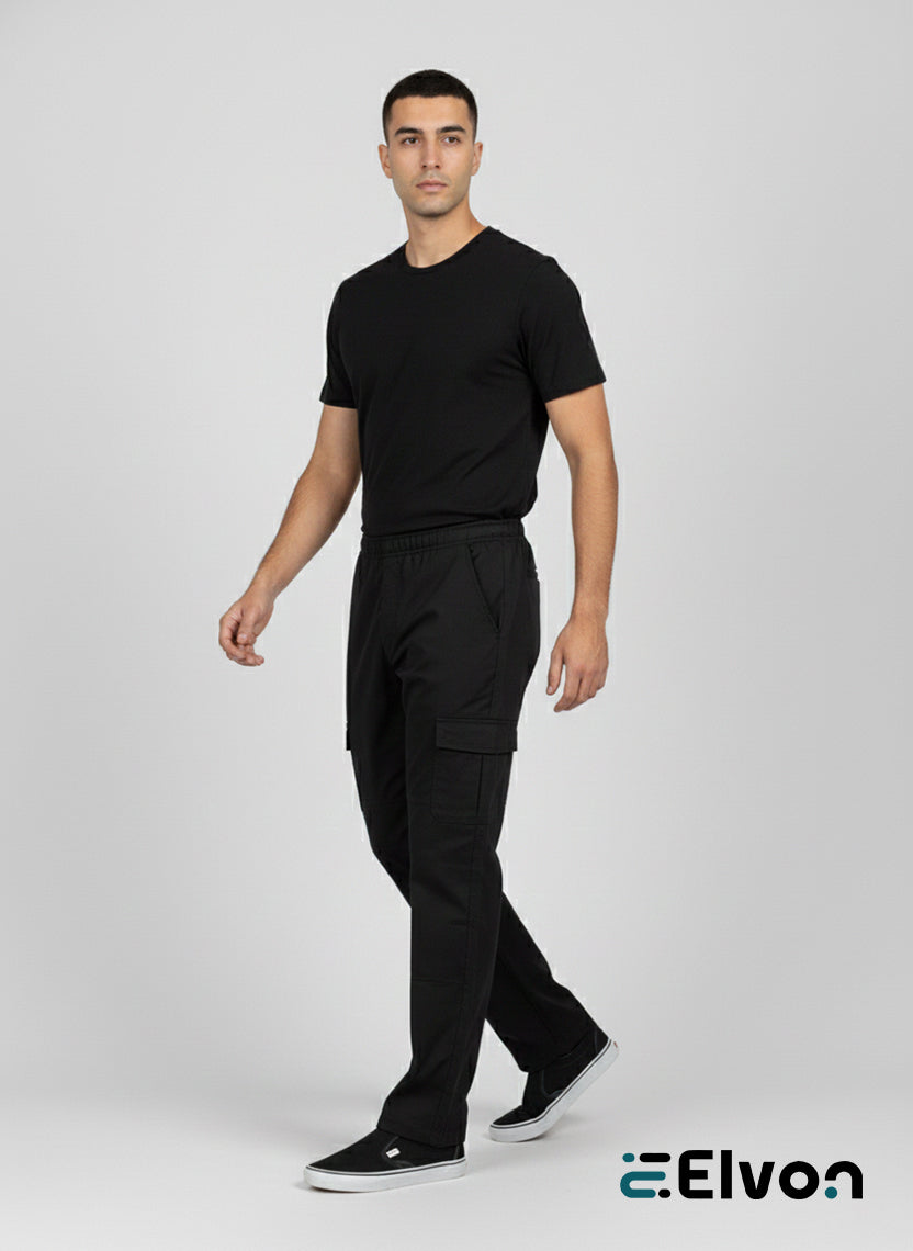 Elvon Signature Straight-Fit 6-Pocket Cargos | Black