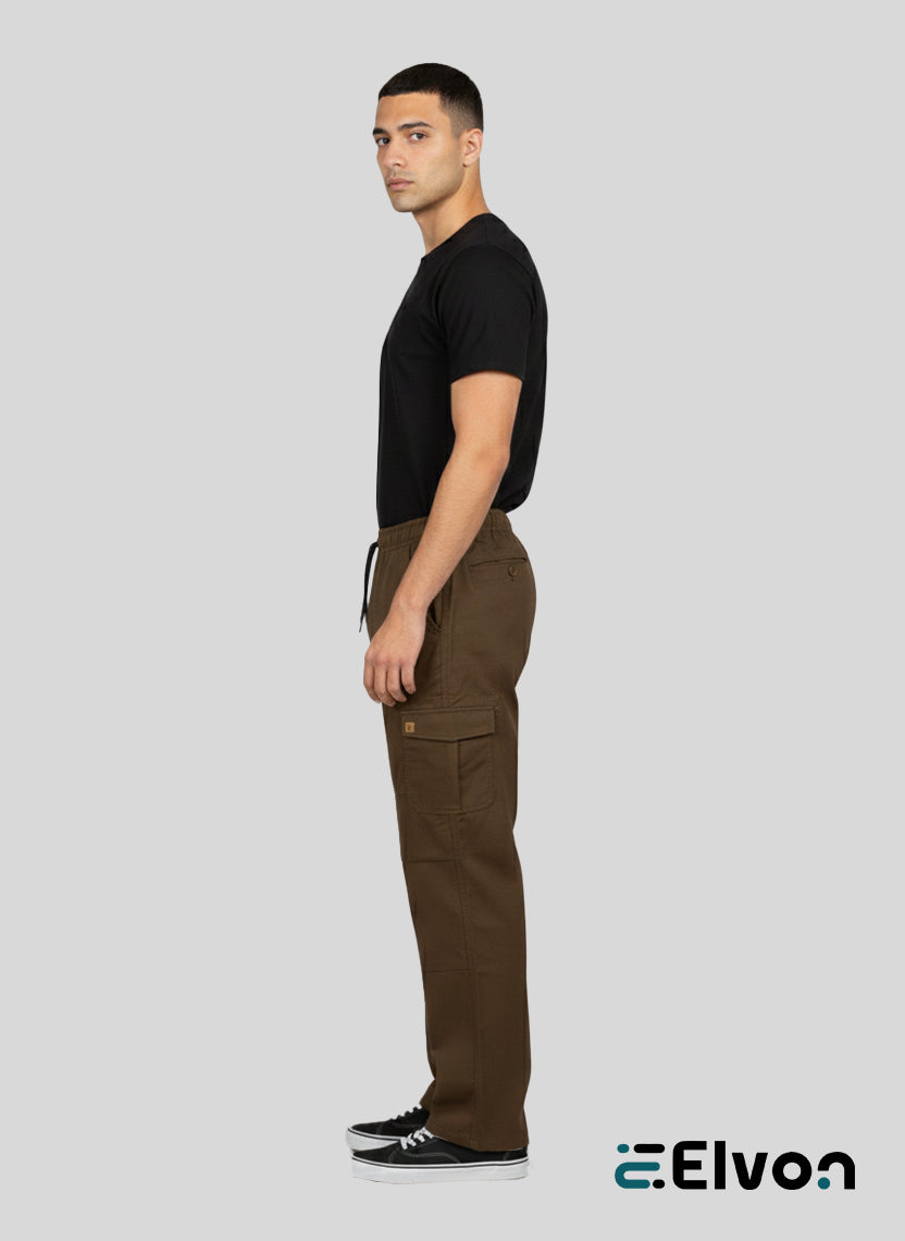 Elvon Signature Straight-Fit 6-Pocket Cargos | Brown